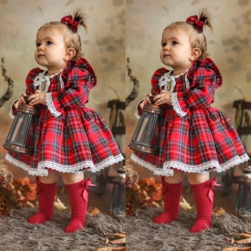 Newbron Baby Girls Christmas Tutu Dress Kids Xmas Party Princess Dresses Outfit